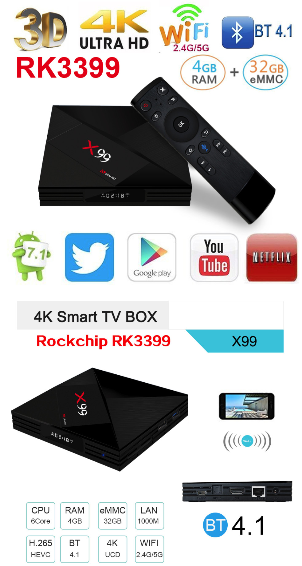 X99 BOX ANDROID EXCELLENTE POUR L'IPTV